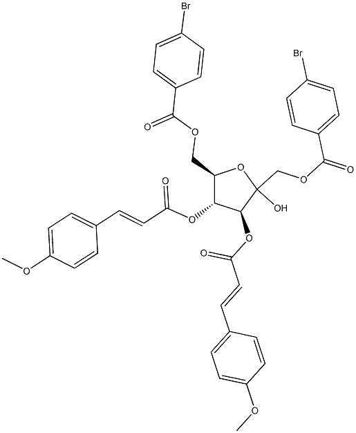 1,6-di-O-(4-bromobenzoyl)-3,4-di-O-(4-methoxycinnamoyl)fructofuranoside 结构式