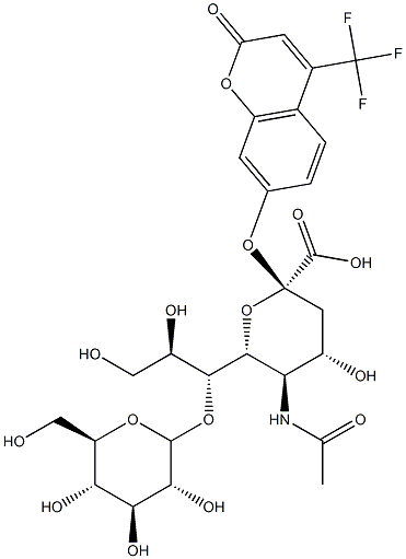 4-trifluoromethylumbelliferyl-N-acetylneuraminic acid glycoside 结构式