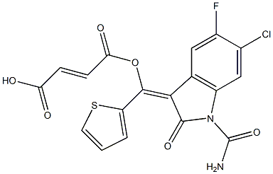 mono((1-(aminocarbonyl)-6-chloro-5-fluoro-1,2-dihydro-2-oxo-3H-indol-3-ylidene)-2-thienylmethyl) butenedioate 结构式