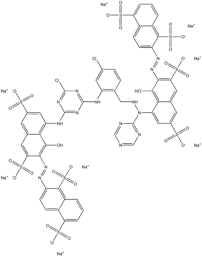 Octasodium 8'-[4-chloro-6-(4-chloro-6-(7-(1,5-disulfonato-2-naphthylazo)-8-hydroxy-3,6-disulfonato-1-naphthylamino)-1,3,5-triazin-2-ylamino)benzylamino-1,3,5-triazin-2-ylamino]-1'-hydroxy-2,2'-azodinaphthalene-1,3',5,6'-tetrasulfonate 结构式