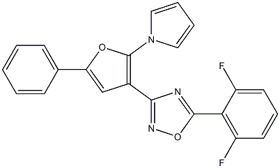 5-(2,6-difluorophenyl)-3-[5-phenyl-2-(1H-pyrrol-1-yl)-3-furyl]-1,2,4-oxadiazole 结构式