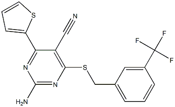 2-amino-4-(2-thienyl)-6-{[3-(trifluoromethyl)benzyl]sulfanyl}-5-pyrimidinecarbonitrile 结构式