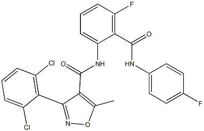 N4-{3-fluoro-2-[(4-fluoroanilino)carbonyl]phenyl}-3-(2,6-dichlorophenyl)-5-methylisoxazole-4-carboxamide 结构式