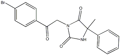 3-[2-(4-bromophenyl)-2-oxoethyl]-5-methyl-5-phenyl-1H-imidazole-2,4(3H,5H)-dione 结构式