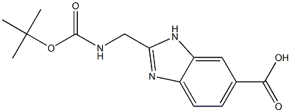 2-((tert-butoxycarbonylamino)methyl)-3H-benzo[d]imidazole-5-carboxylic acid 结构式