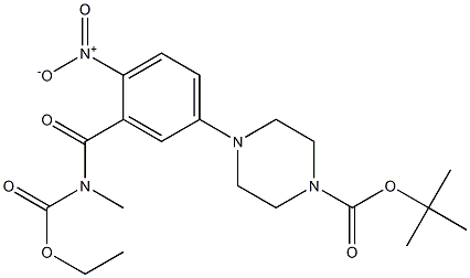 4-[3-(乙氧羰基甲基氨基羧基)-4-硝基苯基]-哌嗪-1-羧酸叔丁酯 结构式
