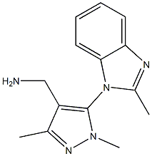[1,3-dimethyl-5-(2-methyl-1H-1,3-benzodiazol-1-yl)-1H-pyrazol-4-yl]methanamine 结构式