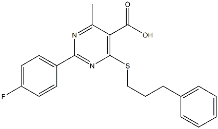 2-(4-fluorophenyl)-4-methyl-6-[(3-phenylpropyl)thio]pyrimidine-5-carboxylic acid 结构式