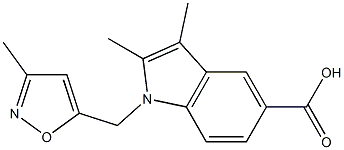 2,3-dimethyl-1-[(3-methyl-1,2-oxazol-5-yl)methyl]-1H-indole-5-carboxylic acid 结构式