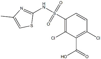 2,6-dichloro-3-[(4-methyl-1,3-thiazol-2-yl)sulfamoyl]benzoic acid 结构式