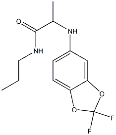 2-[(2,2-difluoro-2H-1,3-benzodioxol-5-yl)amino]-N-propylpropanamide 结构式