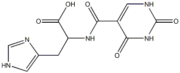 2-[(2,4-dioxo-1,2,3,4-tetrahydropyrimidin-5-yl)formamido]-3-(1H-imidazol-4-yl)propanoic acid 结构式