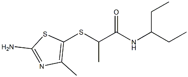 2-[(2-amino-4-methyl-1,3-thiazol-5-yl)sulfanyl]-N-(pentan-3-yl)propanamide 结构式