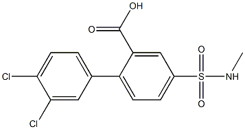 3',4'-dichloro-4-[(methylamino)sulfonyl]-1,1'-biphenyl-2-carboxylic acid 结构式