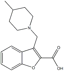 3-[(4-methylpiperidin-1-yl)methyl]-1-benzofuran-2-carboxylic acid 结构式