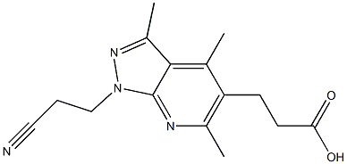 3-[1-(2-cyanoethyl)-3,4,6-trimethyl-1H-pyrazolo[3,4-b]pyridin-5-yl]propanoic acid 结构式