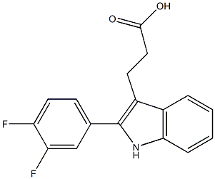 3-[2-(3,4-difluorophenyl)-1H-indol-3-yl]propanoic acid 结构式