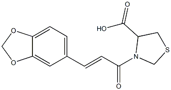 3-[3-(2H-1,3-benzodioxol-5-yl)prop-2-enoyl]-1,3-thiazolidine-4-carboxylic acid 结构式