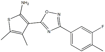 3-[3-(3-fluoro-4-methylphenyl)-1,2,4-oxadiazol-5-yl]-4,5-dimethylthiophen-2-amine 结构式