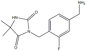 3-{[4-(aminomethyl)-2-fluorophenyl]methyl}-5,5-dimethylimidazolidine-2,4-dione 结构式