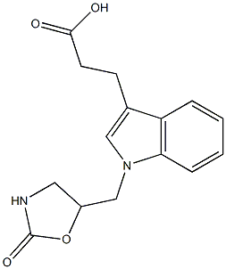 3-{1-[(2-oxo-1,3-oxazolidin-5-yl)methyl]-1H-indol-3-yl}propanoic acid 结构式