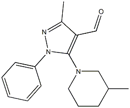 3-methyl-5-(3-methylpiperidin-1-yl)-1-phenyl-1H-pyrazole-4-carbaldehyde 结构式