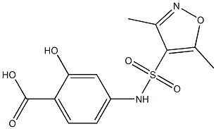 4-[(3,5-dimethyl-1,2-oxazole-4-)sulfonamido]-2-hydroxybenzoic acid 结构式