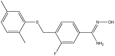 4-{[(2,5-dimethylphenyl)sulfanyl]methyl}-3-fluoro-N'-hydroxybenzene-1-carboximidamide 结构式