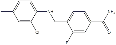 4-{[(2-chloro-4-methylphenyl)amino]methyl}-3-fluorobenzamide 结构式