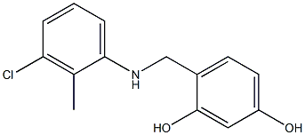 4-{[(3-chloro-2-methylphenyl)amino]methyl}benzene-1,3-diol 结构式