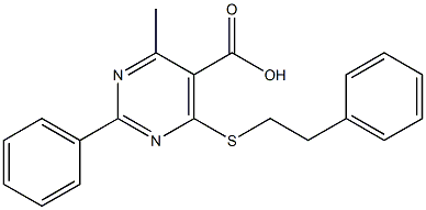 4-methyl-2-phenyl-6-[(2-phenylethyl)thio]pyrimidine-5-carboxylic acid 结构式