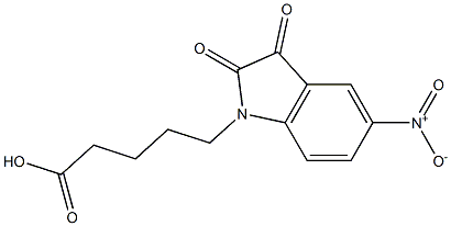 5-(5-nitro-2,3-dioxo-2,3-dihydro-1H-indol-1-yl)pentanoic acid 结构式