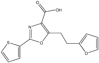 5-[2-(furan-2-yl)ethyl]-2-(thiophen-2-yl)-1,3-oxazole-4-carboxylic acid 结构式