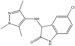 5-chloro-3-[(1,3,5-trimethyl-1H-pyrazol-4-yl)amino]-2,3-dihydro-1H-indol-2-one 结构式