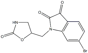 6-bromo-1-[(2-oxo-1,3-oxazolidin-5-yl)methyl]-2,3-dihydro-1H-indole-2,3-dione 结构式