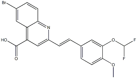 6-bromo-2-{(E)-2-[3-(difluoromethoxy)-4-methoxyphenyl]vinyl}quinoline-4-carboxylic acid 结构式