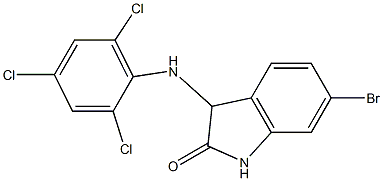 6-bromo-3-[(2,4,6-trichlorophenyl)amino]-2,3-dihydro-1H-indol-2-one 结构式