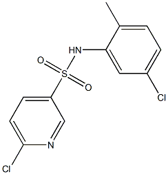 6-chloro-N-(5-chloro-2-methylphenyl)pyridine-3-sulfonamide 结构式