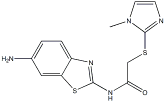 N-(6-amino-1,3-benzothiazol-2-yl)-2-[(1-methyl-1H-imidazol-2-yl)sulfanyl]acetamide 结构式