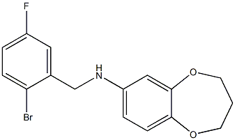 N-[(2-bromo-5-fluorophenyl)methyl]-3,4-dihydro-2H-1,5-benzodioxepin-7-amine 结构式