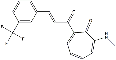 2-(methylamino)-7-{3-[3-(trifluoromethyl)phenyl]acryloyl}-2,4,6-cycloheptatrien-1-one 结构式