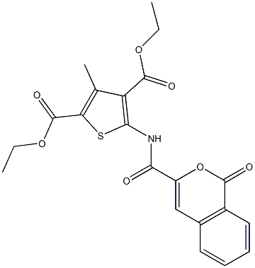 diethyl 3-methyl-5-{[(1-oxo-1H-isochromen-3-yl)carbonyl]amino}-2,4-thiophenedicarboxylate 结构式