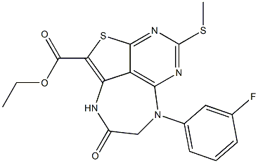 ethyl 6-(3-fluorophenyl)-4-(methylsulfanyl)-8-oxo-6,7,8,9-tetrahydro-2-thia-3,5,6,9-tetraazabenzo[cd]azulene-1-carboxylate 结构式