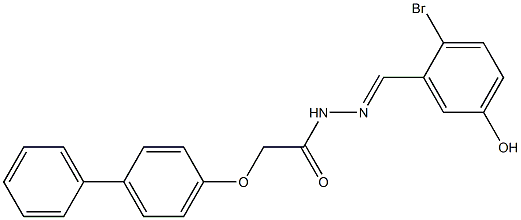 2-([1,1'-biphenyl]-4-yloxy)-N'-(2-bromo-5-hydroxybenzylidene)acetohydrazide 结构式