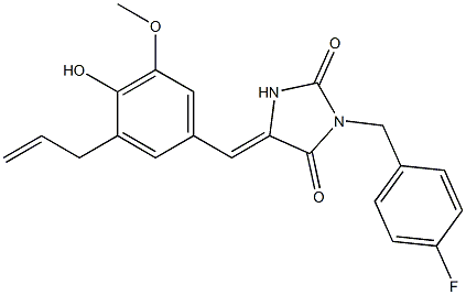 5-(3-allyl-4-hydroxy-5-methoxybenzylidene)-3-(4-fluorobenzyl)imidazolidine-2,4-dione 结构式