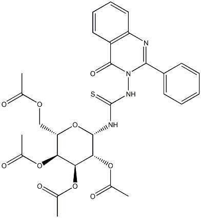 2,3,4,6-tetra-O-acetyl-N-{[(4-oxo-2-phenyl-3(4H)-quinazolinyl)amino]carbothioyl}-beta-L-altropyranosylamine 结构式