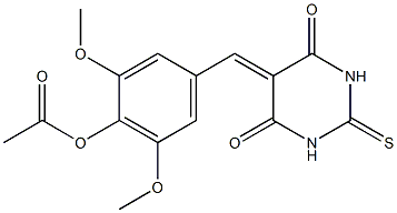 4-[(4,6-dioxo-2-thioxotetrahydro-5(2H)-pyrimidinylidene)methyl]-2,6-dimethoxyphenyl acetate 结构式