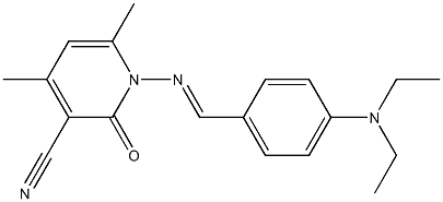 1-({(E)-[4-(diethylamino)phenyl]methylidene}amino)-4,6-dimethyl-2-oxo-1,2-dihydro-3-pyridinecarbonitrile 结构式