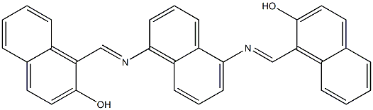 1-{[(5-{[(E)-(2-hydroxy-1-naphthyl)methylidene]amino}-1-naphthyl)imino]methyl}-2-naphthol 结构式