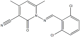 1-{[(E)-(2,6-dichlorophenyl)methylidene]amino}-4,6-dimethyl-2-oxo-1,2-dihydro-3-pyridinecarbonitrile 结构式